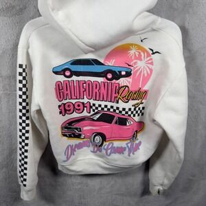 Single Scoop California Racing 1991 Graphic Zip Up Hoodie White XS